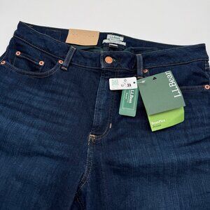 L.L. Bean Women's 14 Favorite Fit Flannel Lined Mid Rise Dark Wash Stretch Jeans